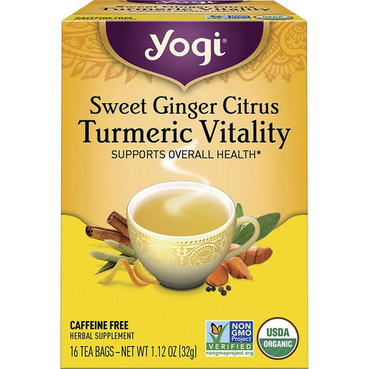 YOGI TEA Herbal Tea Bags Sweet Ginger Citrus Turmeric Vitality 16PK