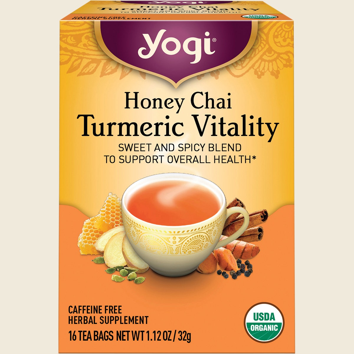Yogi Tea Herbal Tea Bags Honey Chai Turmeric Vitality 16pk