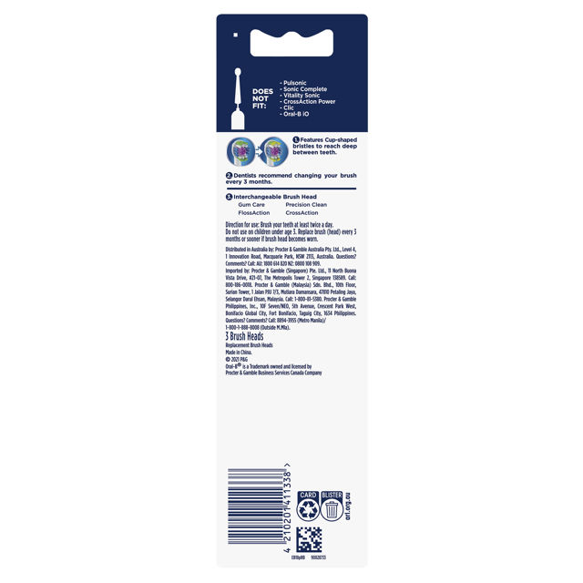 Oral B Power Toothbrush 3D White Refills 3 Pack