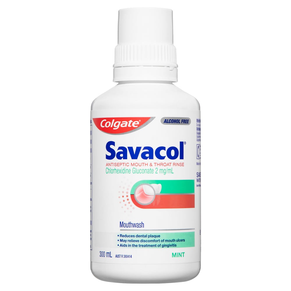 Colgate Savacol Rinse Alcohol Free Original Mint 0.2% 300mL NEW