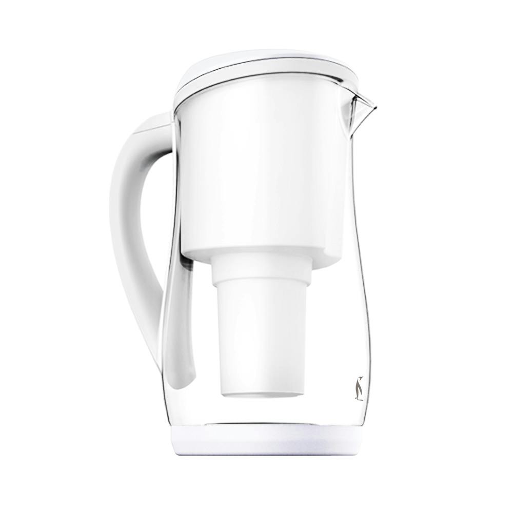 ECOBUD Gentoo GLASS Water Filter Jug WHITE 1.5L