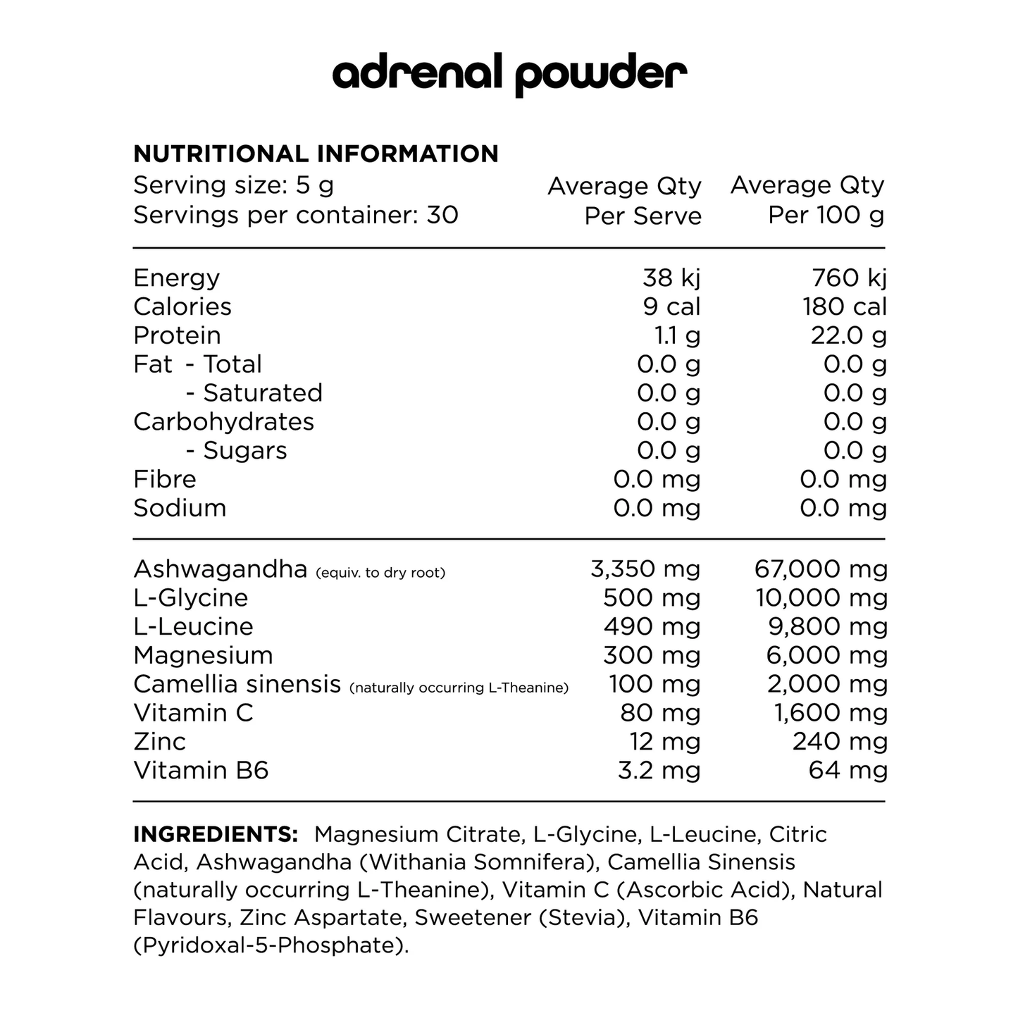 SWITCH NUTRITION Adrenal Magnesium Support Formula Chocolate 150g