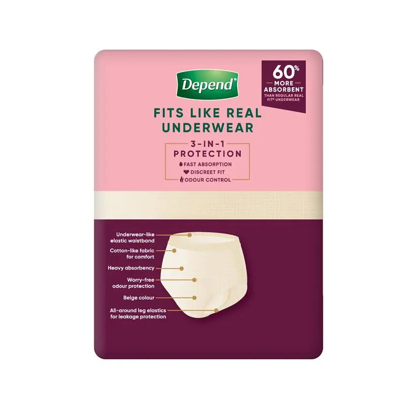 Depend Real Fit for Women Super Underwear Large 8 Pack
