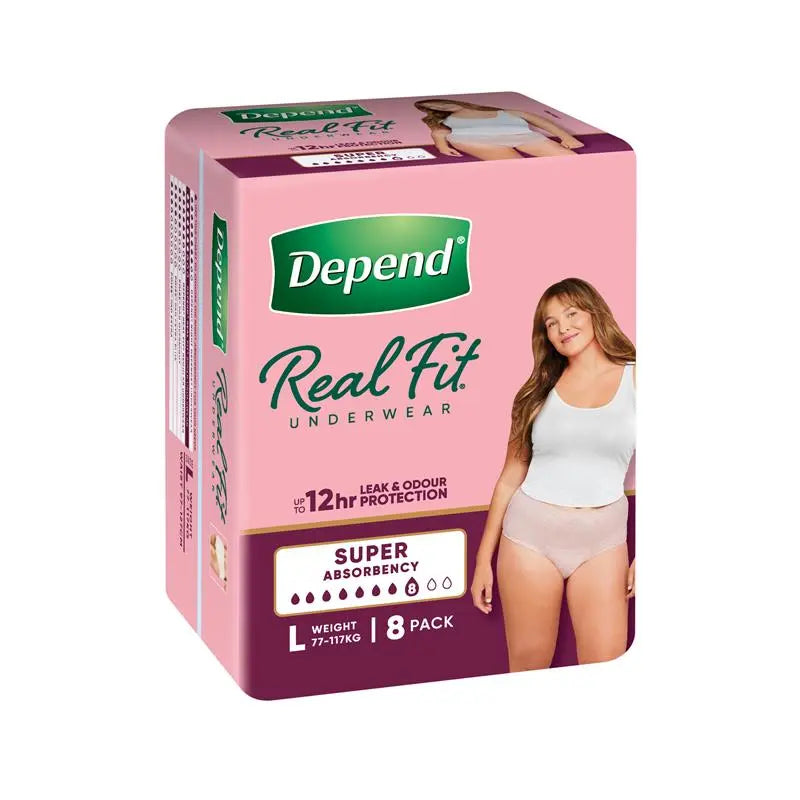Depend Real Fit for Women Super Underwear Large 8 Pack