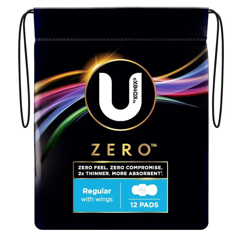 U By Kotex Pad Zero Reg Wing 12 PACK Z6