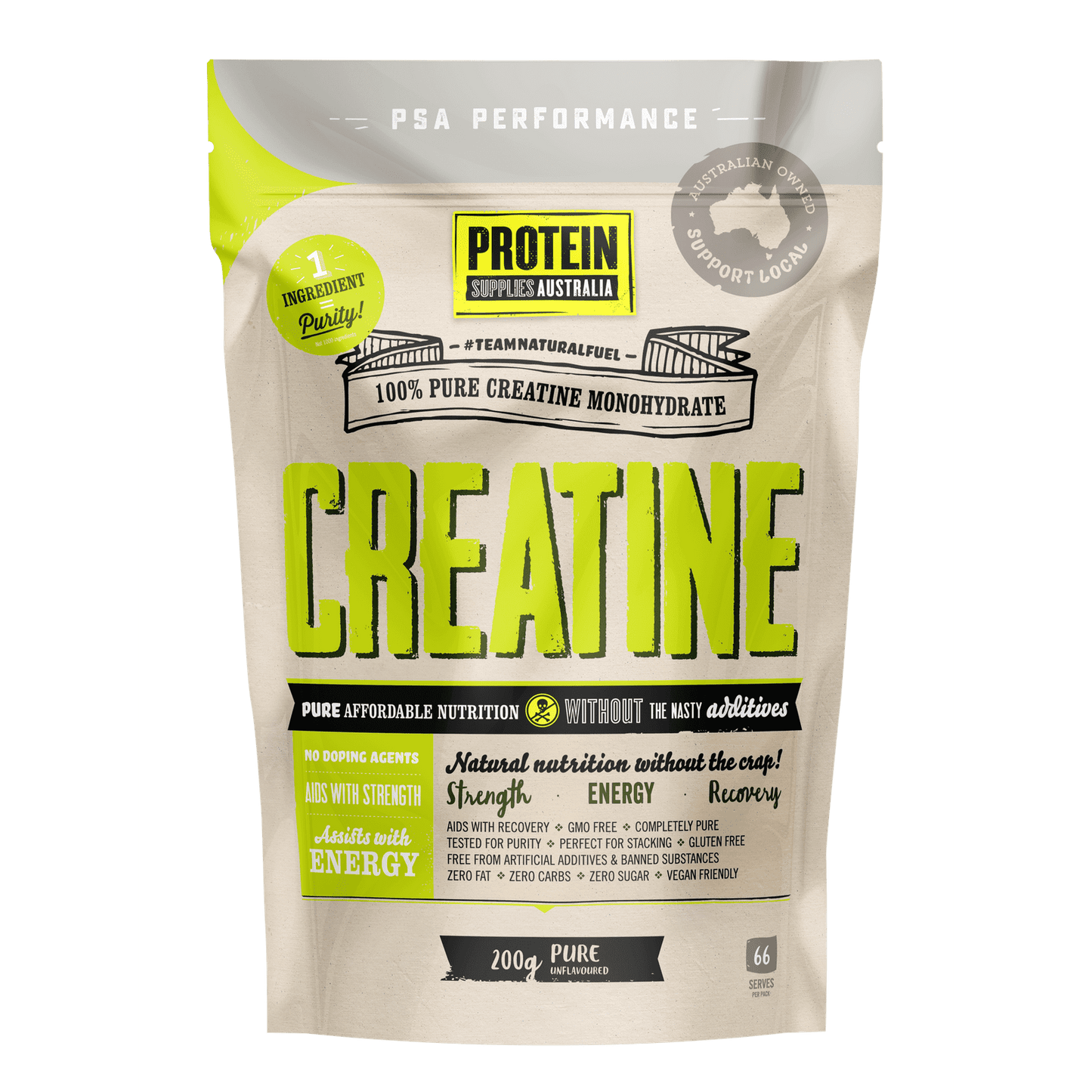 PROTEIN SUPPLIES AUSTRALIA Creatine (Monohydrate) Pure 200g