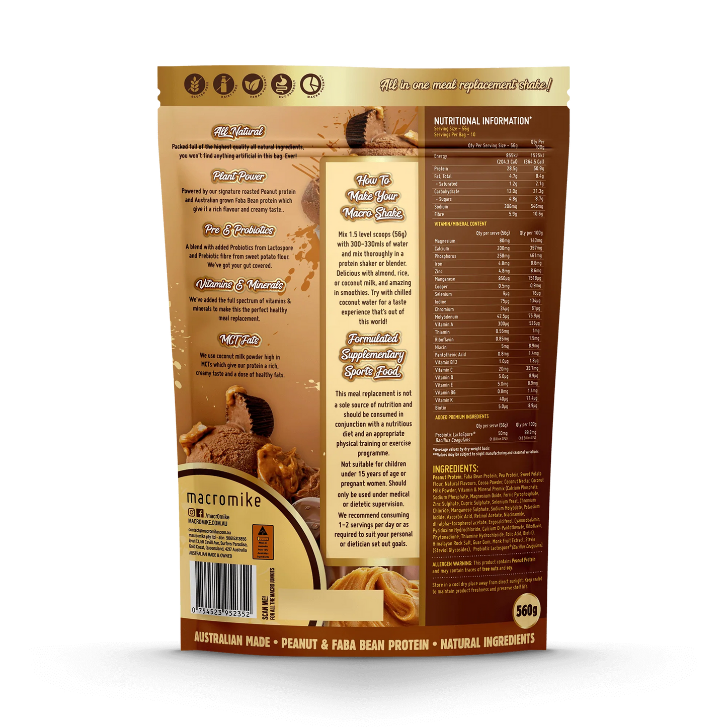 Macro Mike The Macro Shake Meal Replacement Choc PB Swirl 560g