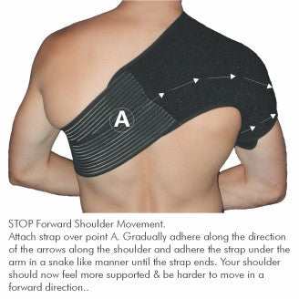 Body Assist Sports Thermal Shoulder Brace Black With Free Stabilizer Strap