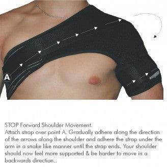 Body Assist Sports Thermal Shoulder Brace Black With Free Stabilizer Strap