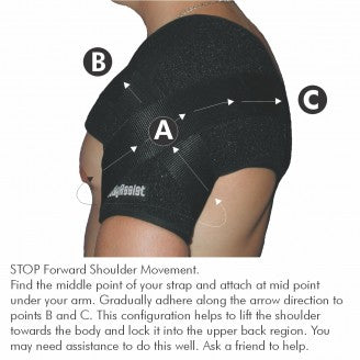 Body Assist Sports Thermal Shoulder Brace Black With Free Stabilizer Strap