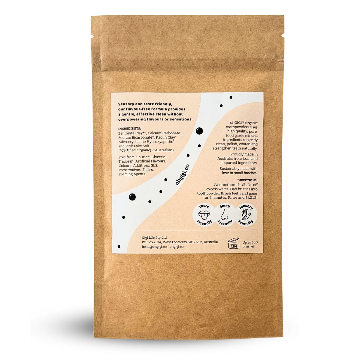 Ohgigi Tooth Powder + Hydroxyapatite Flavour-free Brush Refill 100g