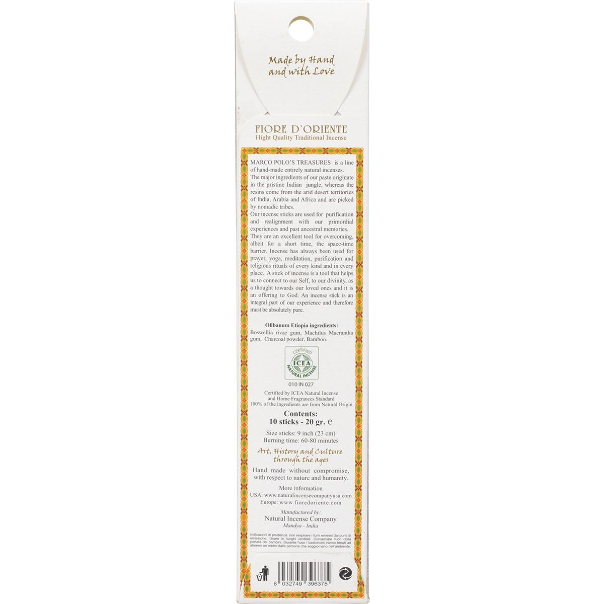 MARCO POLO'S TREASURES Incense Sticks Olibanum Etiopia 10