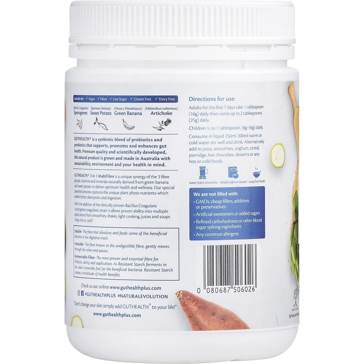 NATURAL EVOLUTION Gut Health+ Prebiotics + Probiotics 3-in-1 Multifibre - 400g