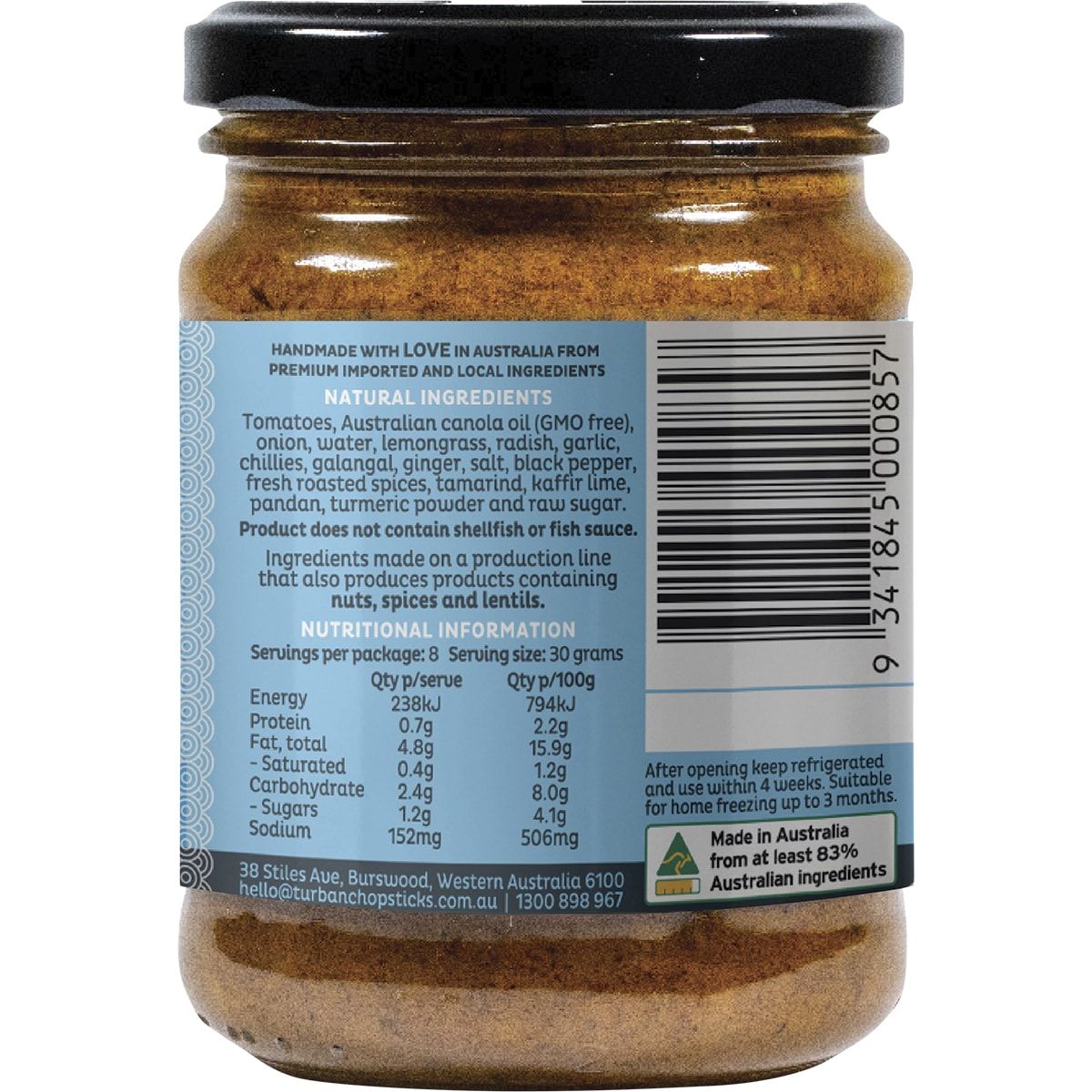 TURBAN CHOPSTICKS Curry Paste Rendang Curry 240g