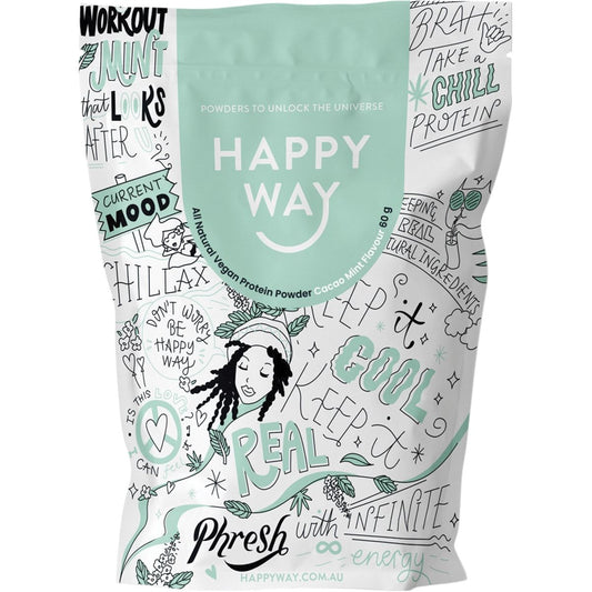 HAPPY WAY Hemp Protein Powder Cacao Mint 60g 6PK