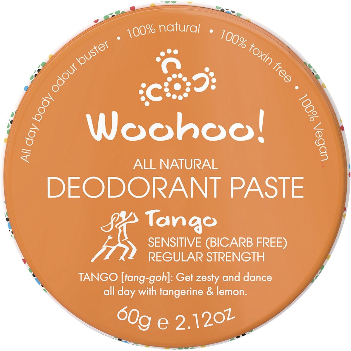 WOOHOO BODY Deodorant Paste (Tin) Tango - Sensitive (Bicarb Free) 60g