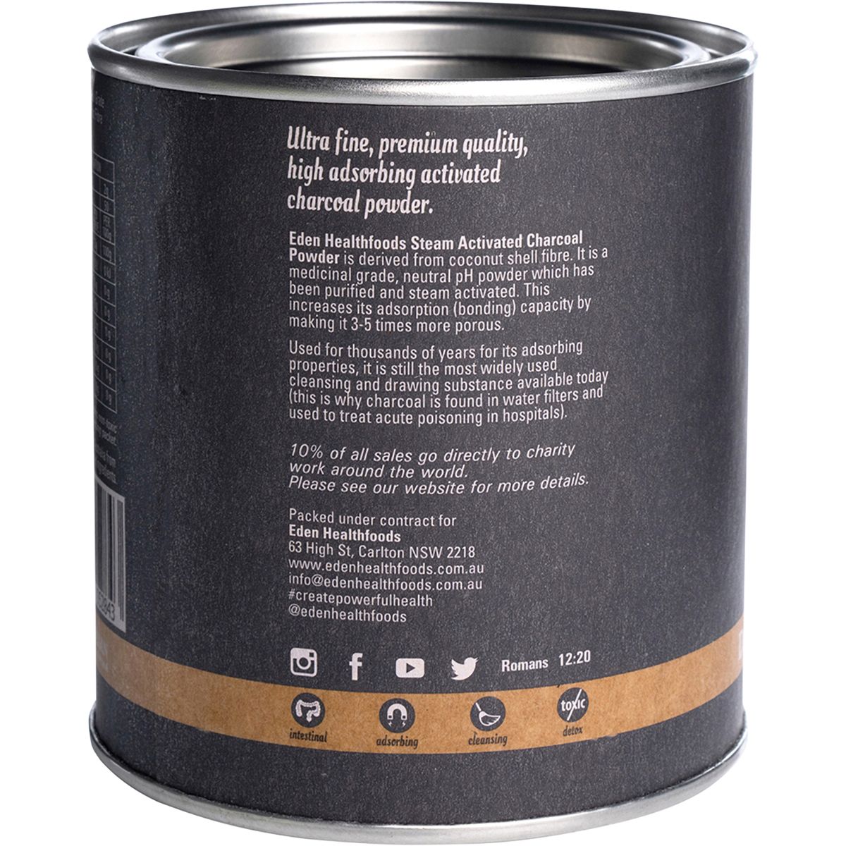 EDEN HEALTHFOODS Activated Charcoal Steam Activated Charcoal Powder 100g