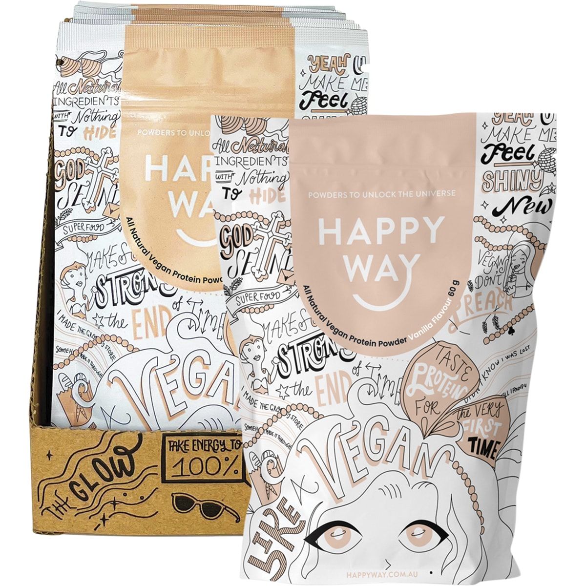 Happy Way Pea Protein Powder Vanilla 60g 6pk