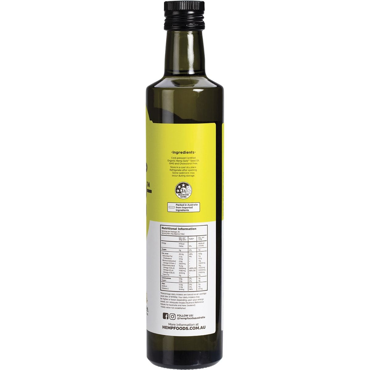 ESSENTIAL HEMP Organic Hemp Gold Seed Oil Contains Omega 3, 6 & 9 500ml
