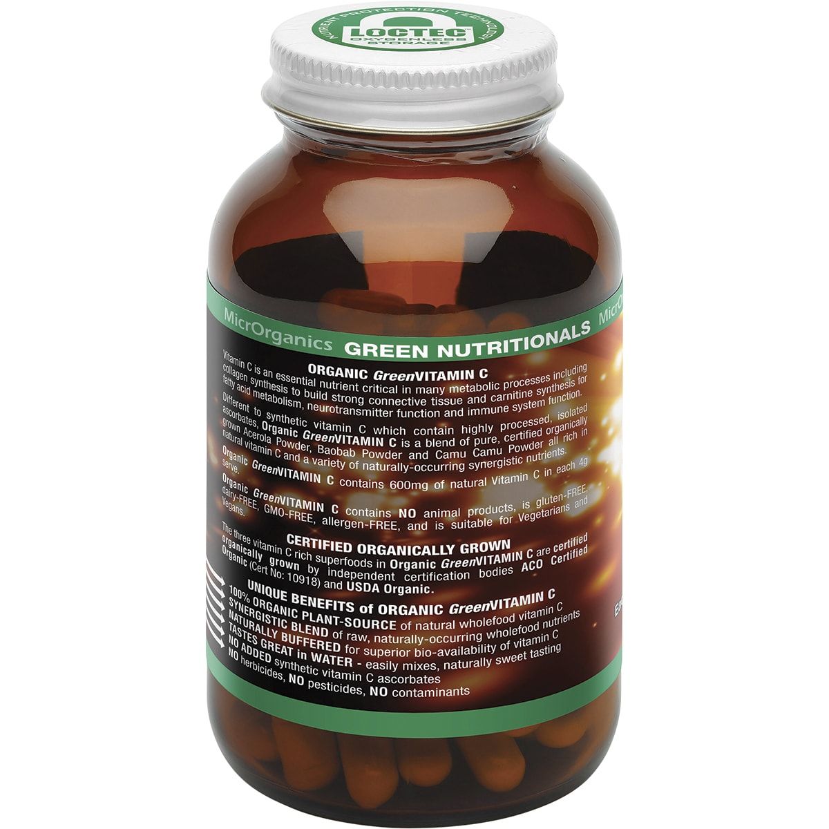 GREEN NUTRITIONALS Organic Green Vitamin C Vegan Capsules (600mg) 60