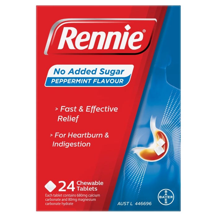 Rennie No Added Sugar Peppermint 24tab
