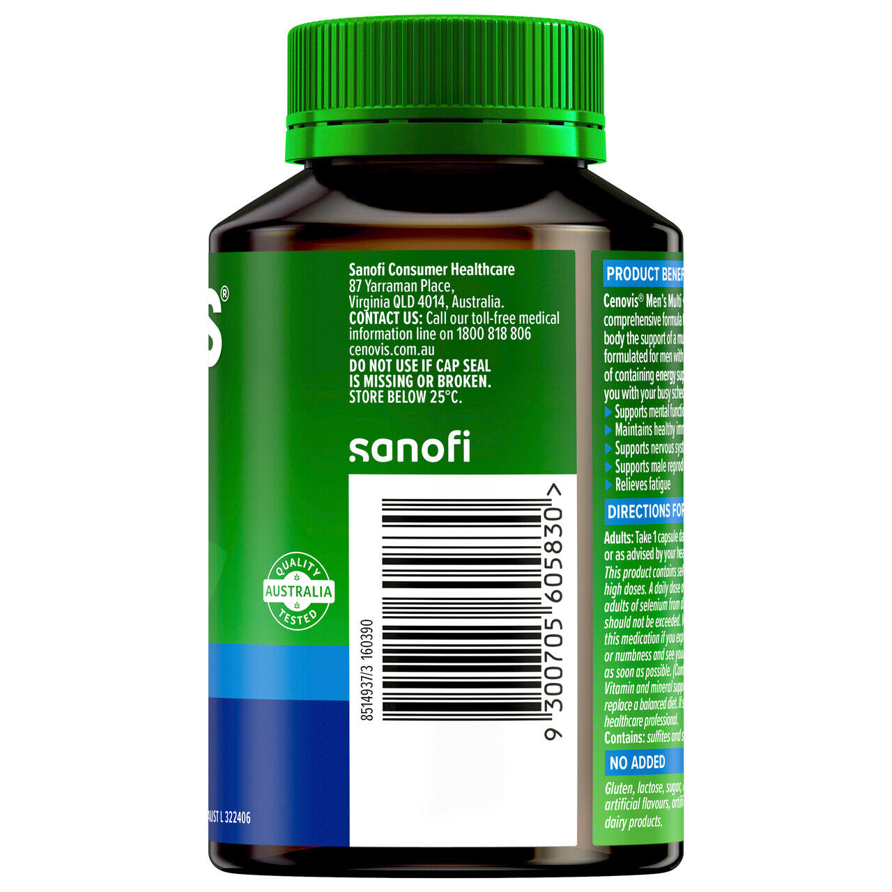 Cenovis Men's Multi + Performance - Once-daily Multivitamin - 50 Capsules