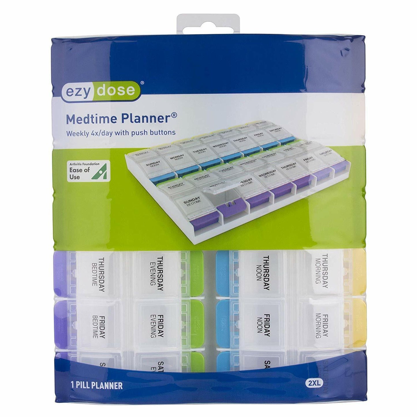 EZY DOSE PUSH MEDTIME PLANNER WEEKLY 7 DAY 2XL