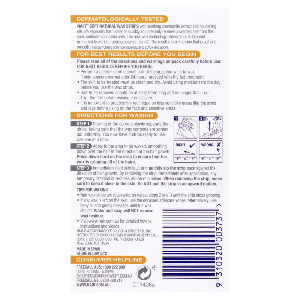 Nair Soft Natural Wax 20 Mini Strips